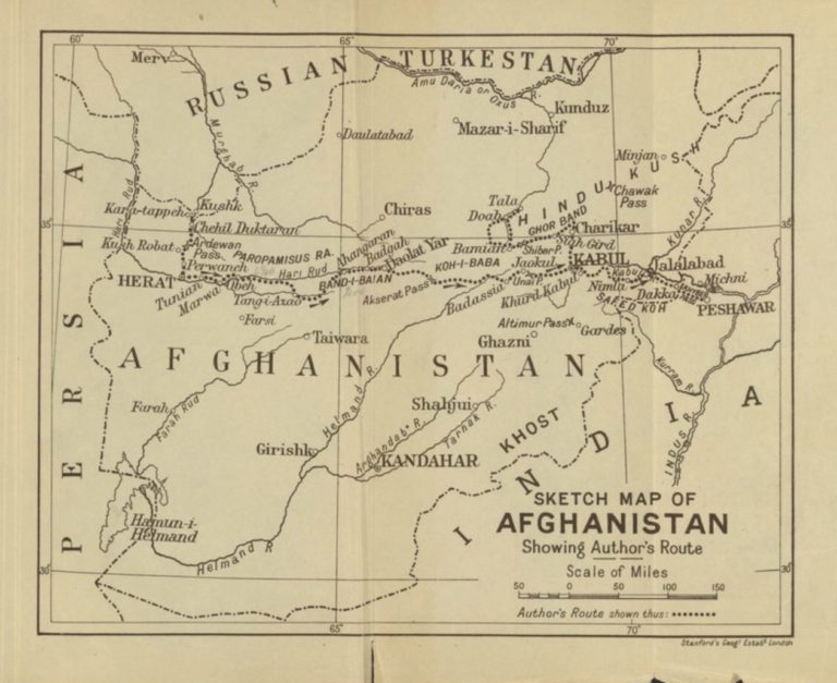 Emil Trinklers "Sketch Map of Afghanistan Showing Authors Route"